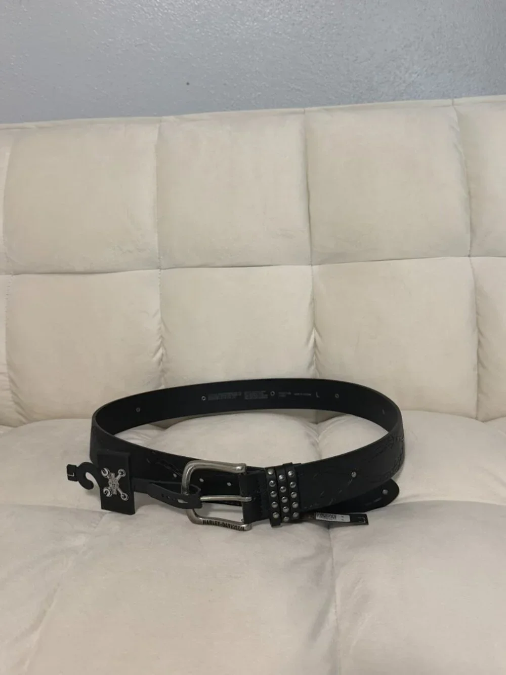 Harley-Davidson Black Studded Leather Belt Size Large - New With Tags